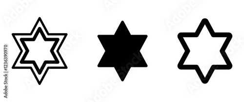 Three stars of David, black silhouettes. Simple isolated vector illustration for design for Jewish holidays