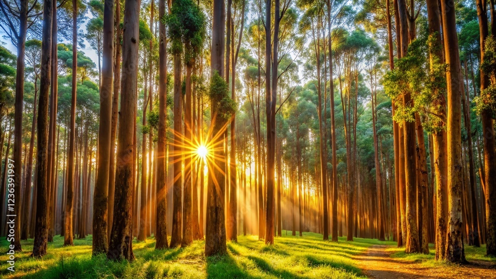 Obraz premium Majestic Eucalyptus Forest Landscape with Copy Space - Australian Nature Photography