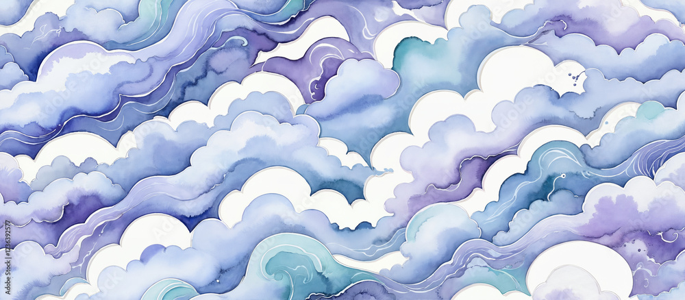 Pattern. Beautiful Watercolor Clouds Design Pattern. Beautiful Watercolor Clouds Design