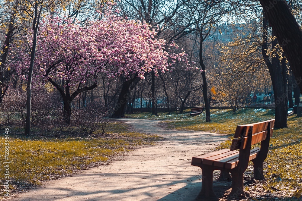 Beautiful amazing sakura trees in park Beautiful amazing sakura trees in park