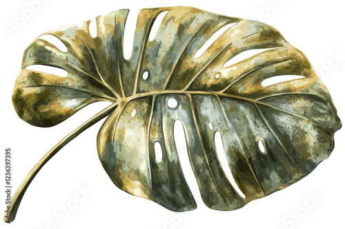 Tropical Vintage Leaf, Monstera Illustration Vector, Leaf Drawing Design, Vintage Tropical Art, Monstera Art, Nature Vector, Leaf Artwork, Tropical Plant, Botanical Illustration
