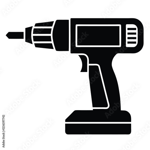 Drill icon, drill silhouette, Electric drill machine silhouette vector