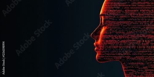 Digital Human Profile with Data Stream Overlay