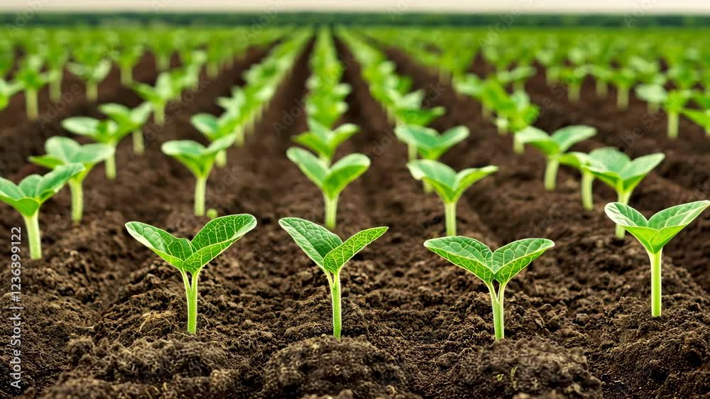 A close-up view of healthy green seedlings emerging from rich, dark soil, symbolizing growth and renewal in agriculture. A close-up view of healthy green seedlings emerging from rich, dark soil, symbolizing growth and renewal in agriculture.
