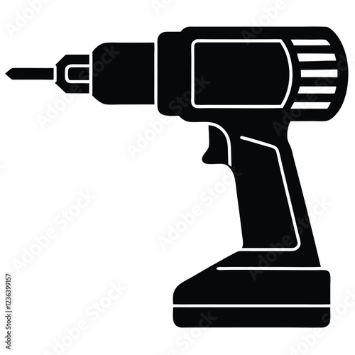 Drill icon, drill silhouette, Electric drill machine silhouette vector