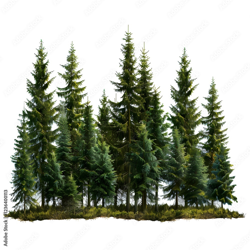 Obraz premium Beautiful Evergreen Forest in Natural Setting with Lush Green Foliage