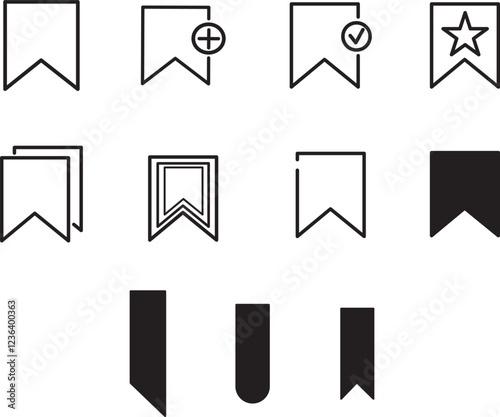 Bookmark favorite icon set inline style ,Bookmark icon set. Save sign collection. Bookmarks for Phone.
