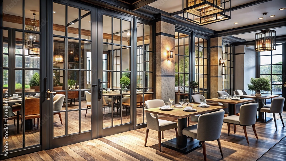 Modern Doors in Restaurant Dining Room