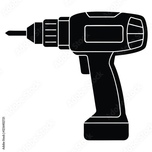 Drill icon, drill silhouette, Electric drill machine silhouette vector