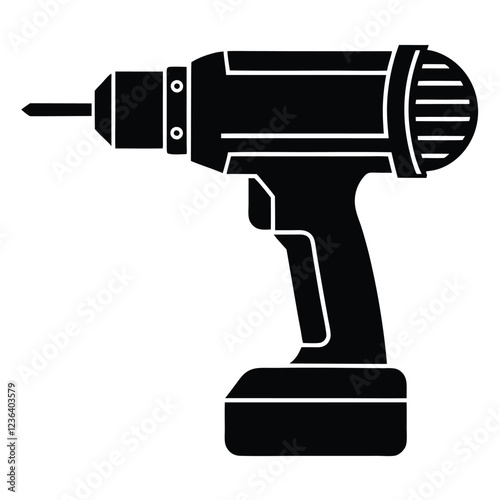 Drill icon, drill silhouette, Electric drill machine silhouette vector