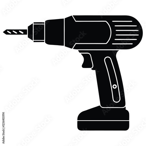 Drill icon, drill silhouette, Electric drill machine silhouette vector