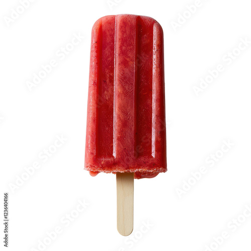 Refreshing red popsicle on wooden stick, perfect for summer treats. PNG, isolated on white/transparent background