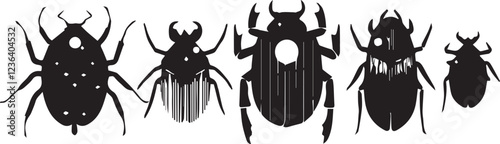 Set of beetles. Hand drawn vector illustration