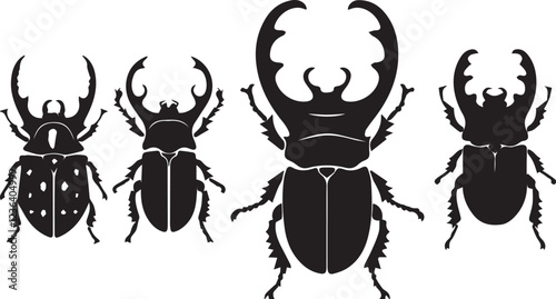 Set of beetles. Hand drawn vector illustration