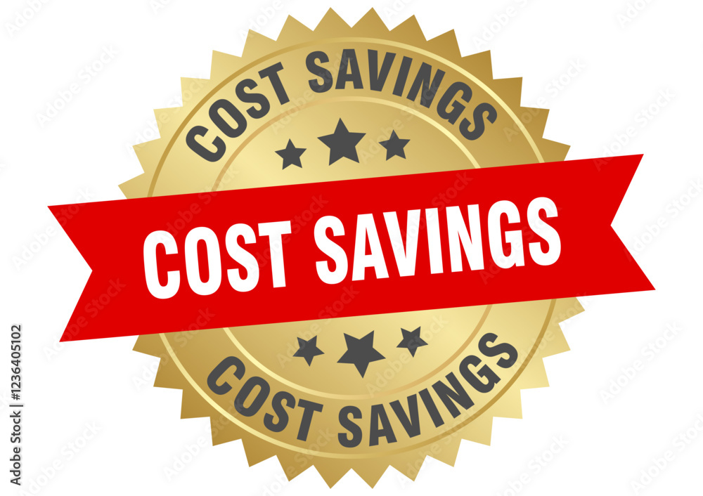 cost savings. cost savings round red and gold label isolated on transparent background cost savings. cost savings round red and gold label isolated on transparent background