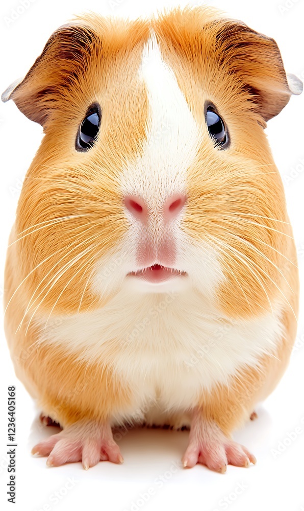 Adorable guinea pig with orange and white fur looking curiously at the camera Adorable guinea pig with orange and white fur looking curiously at the camera