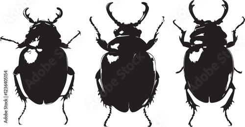 Set of beetles. Hand drawn vector illustration