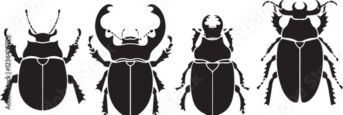 Set of beetles. Hand drawn vector illustration