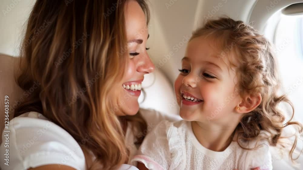 The loving smiles of a mother and her cheerful little girl radiate warmth. The loving smiles of a mother and her cheerful little girl radiate warmth.