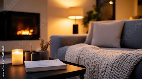 Cozy Evening by the Fireplace: Warmth, Comfort, and Tranquility in a Living Room Setting