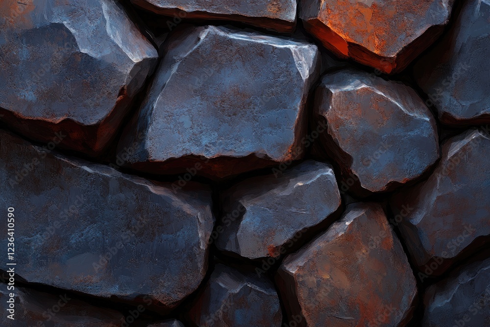 Dark Blue and Rust Stone Wall Texture Dark Blue and Rust Stone Wall Texture