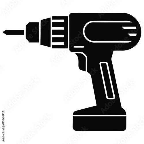 Drill icon, drill silhouette, Electric drill machine silhouette vector