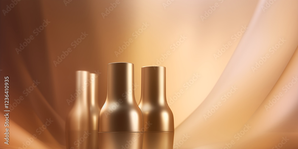 Naklejka premium Elegant golden bottles with soft lighting effect.