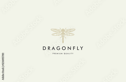 Luxury dragonfly with line art style logo icon design template flat vector photo