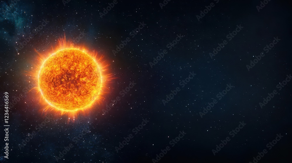 A Bright Sun Illuminates a Starry Night Sky Creating a Stunning Contrast of Light and Darkness Evoking Wonder and Serenity in the Cosmos A Bright Sun Illuminates a Starry Night Sky Creating a Stunning Contrast of Light and Darkness Evoking Wonder and Serenity in the Cosmos