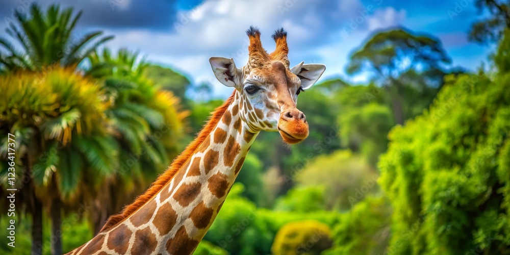 Fototapeta premium Portrait of a Giraffe at Auckland Zoo