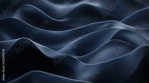 Wallpaper Mural Dark blue satin fabric with undulating waves and elegant folds. Torontodigital.ca