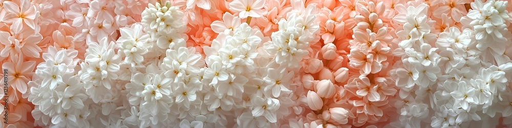 Obraz premium Spring Blooms Background Delicate Pastel Pink And White Flowers In Macro Photography