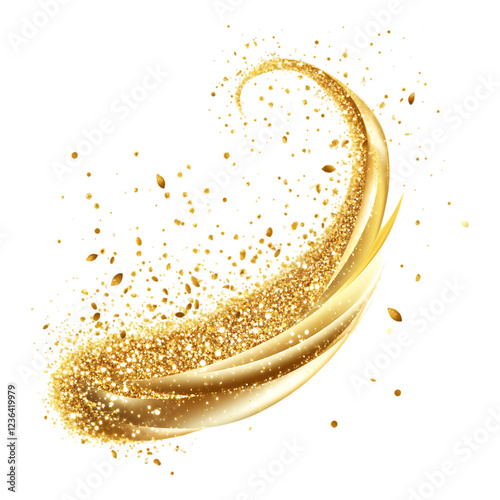 PNG Golden Glittering Against Transparent Background for Luxury Branding, Festive Design, or Creative Art Projects photo