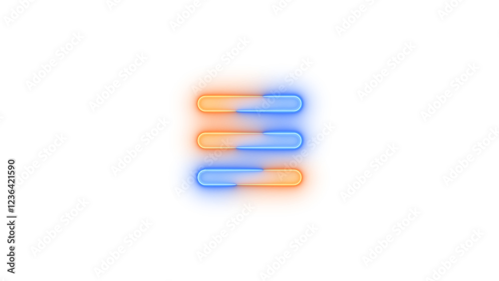 Bars icon glowing neon blue brown gradient color Bars icon glowing neon blue brown gradient color