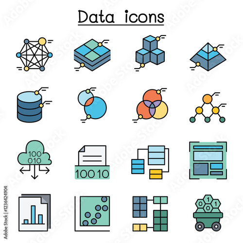 Database , Data & Graph icon set in thin line style