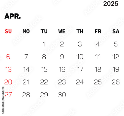 April 2025 vector design
