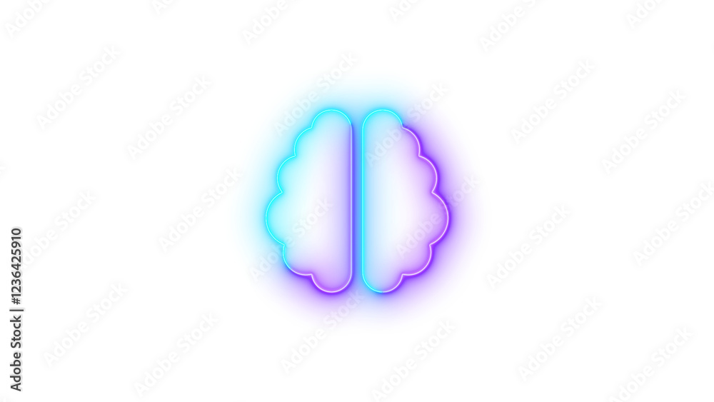 Brain icon glowing neon cyan purple gradient color Brain icon glowing neon cyan purple gradient color