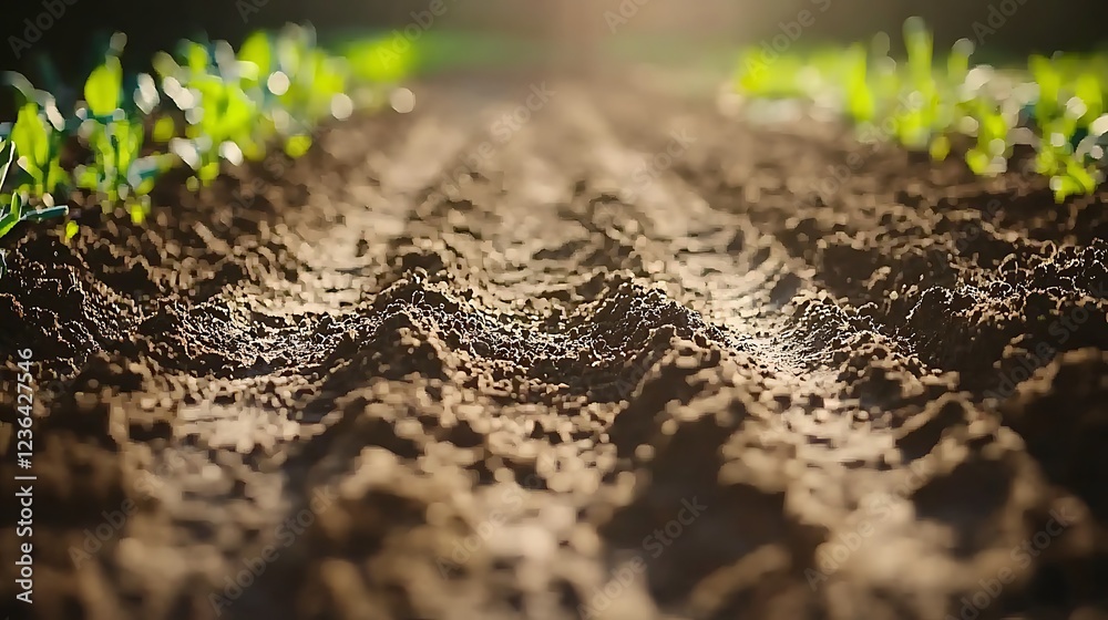 Seedlings Emerging from Soil at Sunset Seedlings Emerging from Soil at Sunset