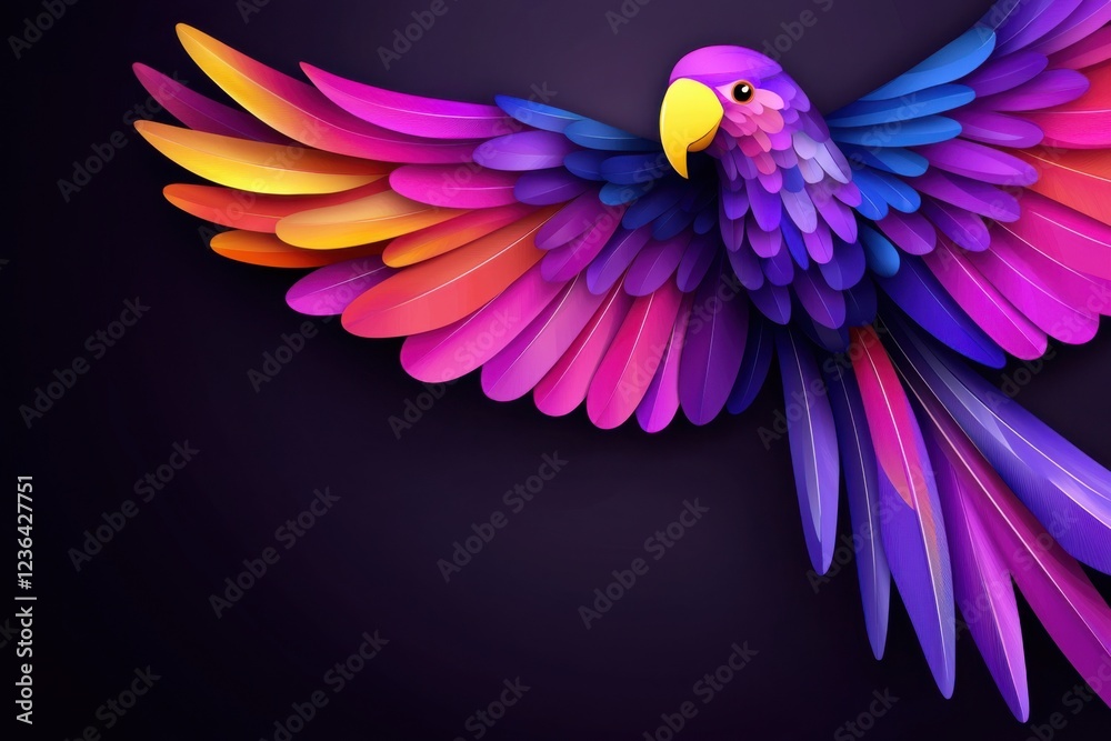 Fototapeta premium Vibrant parrot display abstract art colorful composition dark background digital artwork nature inspiration