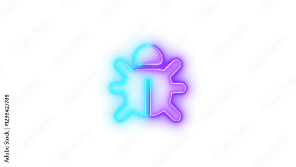 Bug icon glowing neon cyan purple gradient color Bug icon glowing neon cyan purple gradient color