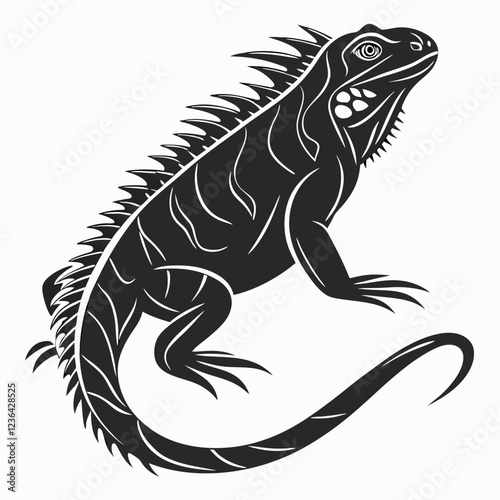 Marine Iguana  vector silhouette black design white background