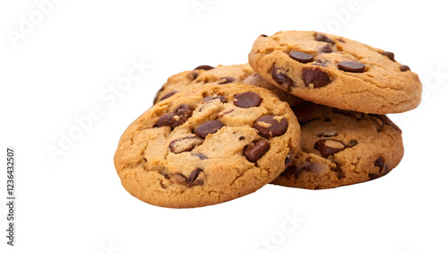 chocolate chip cookies isolated on transparent background