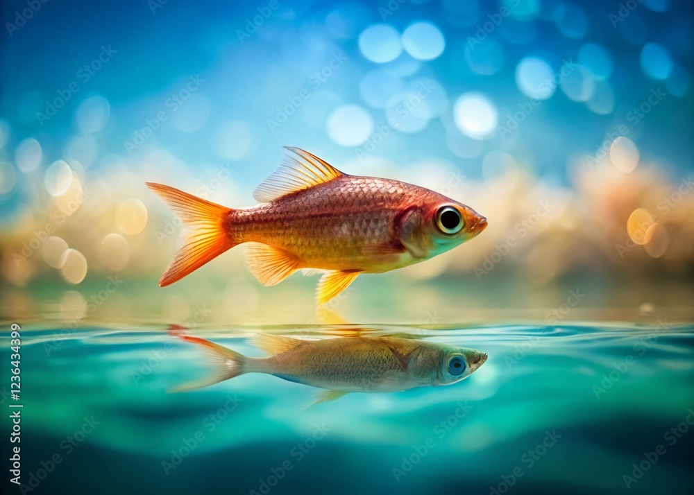 Naklejka premium Small Fish, Big Dreams: Minimalist Business Concept Stock Photo