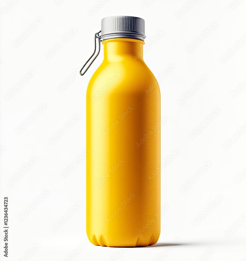 Yellow sports water bottle mockup, front view, white background Yellow sports water bottle mockup, front view, white background