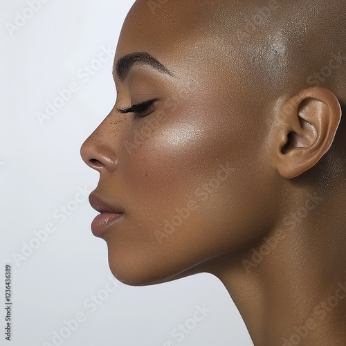 Exquisite Profile View Of A Bareheaded Model photo