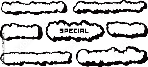 Hand-drawn long-winded fluffy frames. Vector illustration isolated on a transparent background. photo