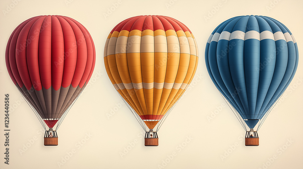 Obraz premium Hot air balloons set . digital illustration.