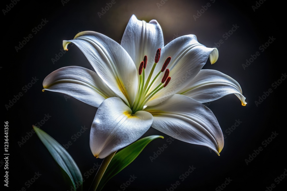 Exquisite close-up: a white lily's pistils, silhouetted, a stunning floral macro masterpiece.