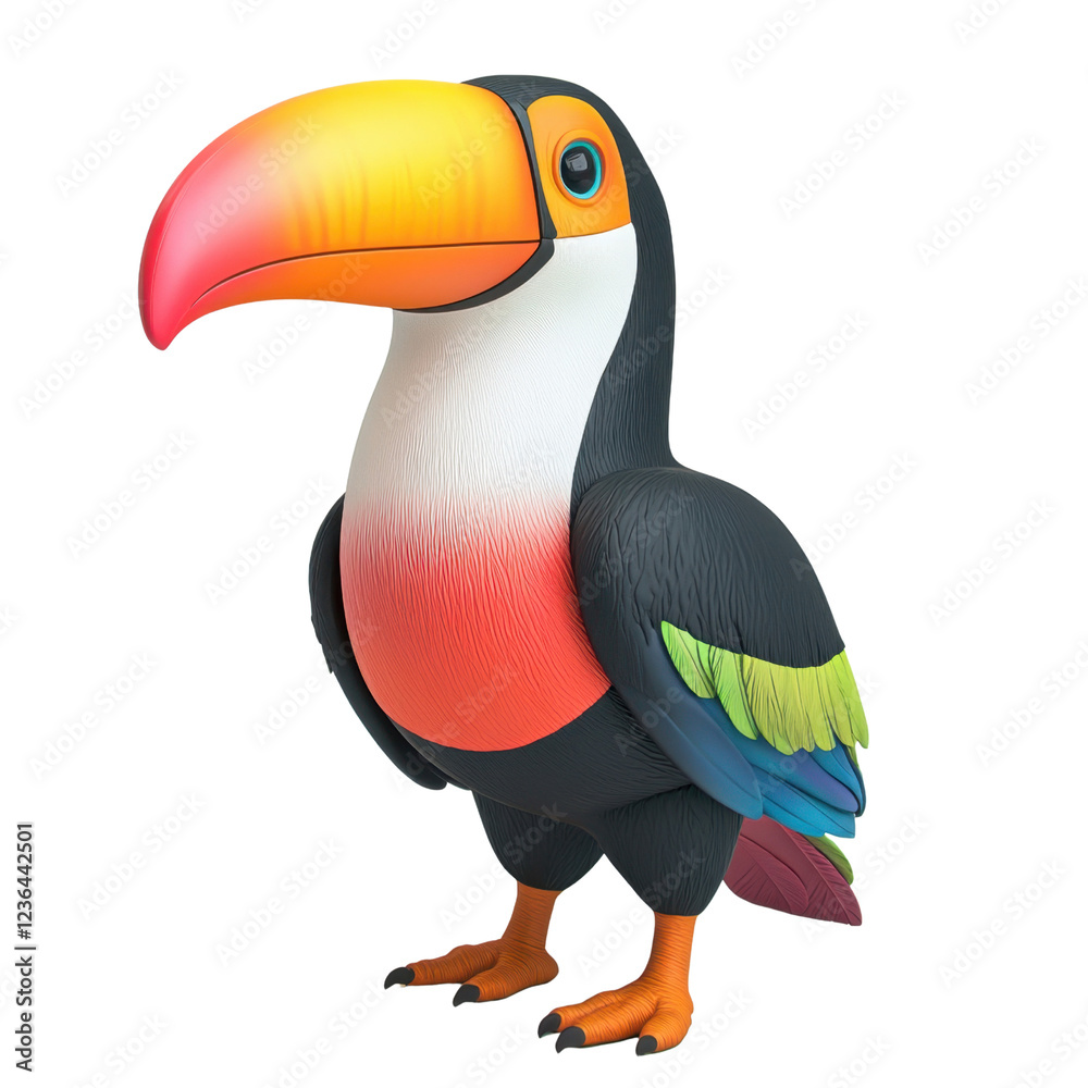 Fototapeta premium Colorful Cartoon Toucan with Vibrant Beak and Feather Details
