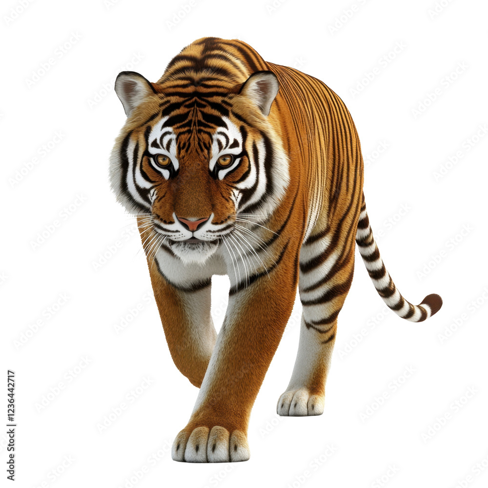 Fototapeta premium Majestic Bengal Tiger Walking Gracefully Through Dense Jungle Underbrush